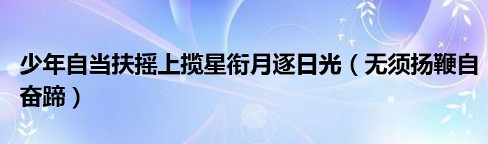 少年自当扶摇上揽星衔月逐日光（无须扬鞭自奋蹄）