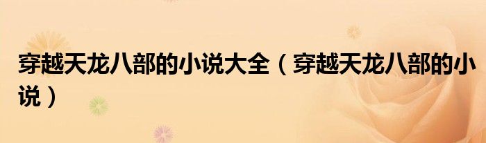 穿越天龙八部的小说大全（穿越天龙八部的小说）
