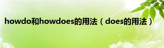 howdo和howdoes的用法（does的用法）
