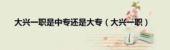 大兴一职是中专还是大专（大兴一职）