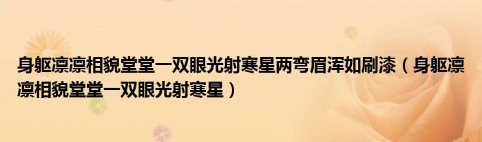 身躯凛凛相貌堂堂一双眼光射寒星两弯眉浑如刷漆（身躯凛凛相貌堂堂一双眼光射寒星）