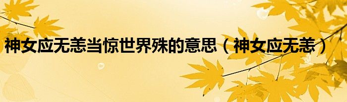 神女应无恙当惊世界殊的意思（神女应无恙）