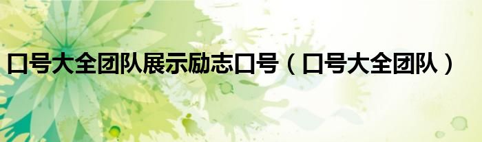 口号大全团队展示励志口号（口号大全团队）