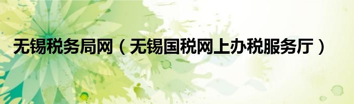 无锡税务局网（无锡国税网上办税服务厅）