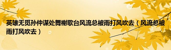 英雄无觅孙仲谋处舞榭歌台风流总被雨打风吹去（风流总被雨打风吹去）