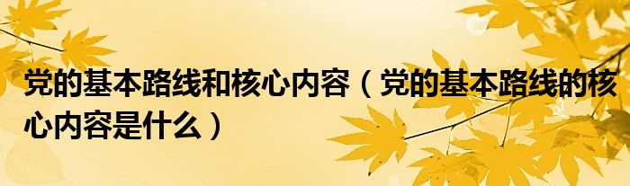 党的基本路线和核心内容（党的基本路线的核心内容是什么）