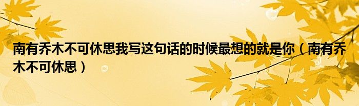 南有乔木不可休思我写这句话的时候最想的就是你（南有乔木不可休思）