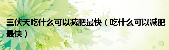 三伏天吃什么可以减肥最快（吃什么可以减肥最快）