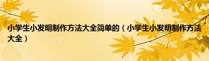 小学生小发明制作方法大全简单的（小学生小发明制作方法大全）