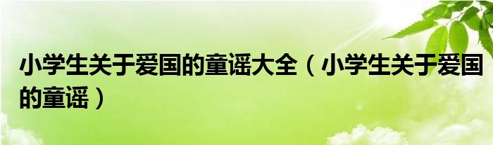 小学生关于爱国的童谣大全（小学生关于爱国的童谣）