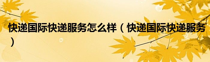 快递国际快递服务怎么样（快递国际快递服务）