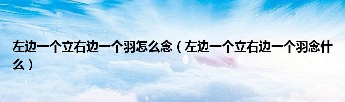 左边一个立右边一个羽怎么念（左边一个立右边一个羽念什么）