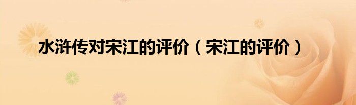 水浒传对宋江的评价（宋江的评价）