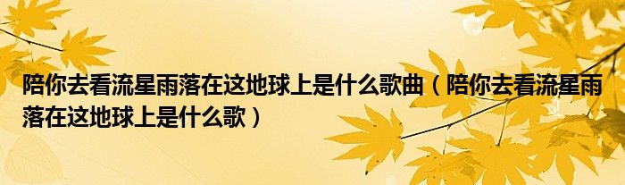 陪你去看流星雨落在这地球上是什么歌曲（陪你去看流星雨落在这地球上是什么歌）
