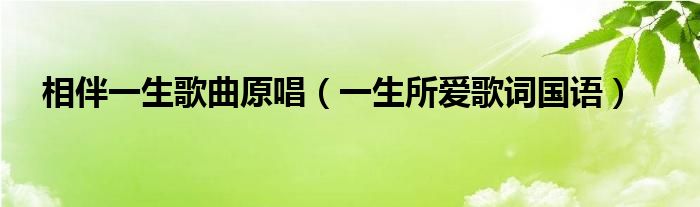 相伴一生歌曲原唱（一生所爱歌词国语）