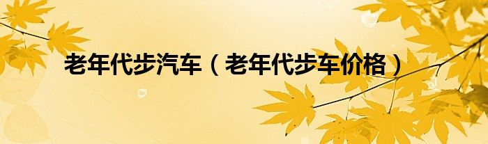 老年代步汽车（老年代步车价格）