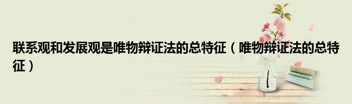 联系观和发展观是唯物辩证法的总特征（唯物辩证法的总特征）