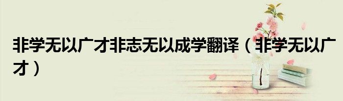非学无以广才非志无以成学翻译（非学无以广才）