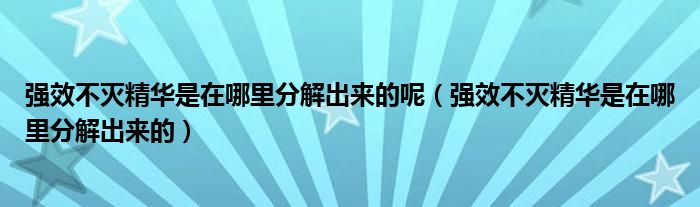 强效不灭精华是在哪里分解出来的呢（强效不灭精华是在哪里分解出来的）