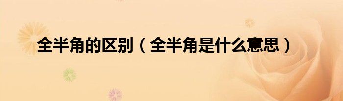 全半角的区别（全半角是什么意思）