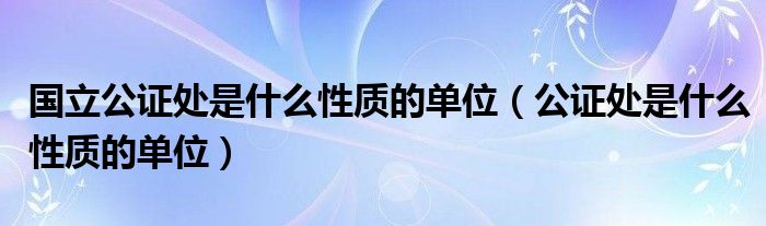 国立公证处是什么性质的单位（公证处是什么性质的单位）