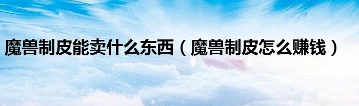 魔兽制皮能卖什么东西（魔兽制皮怎么赚钱）