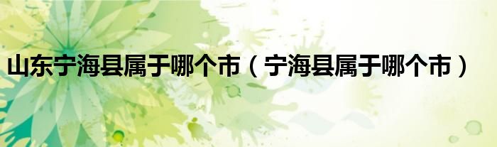 山东宁海县属于哪个市（宁海县属于哪个市）
