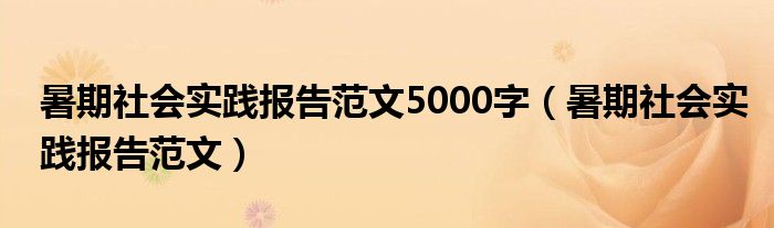 暑期社会实践报告范文5000字（暑期社会实践报告范文）