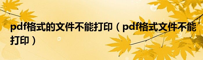 pdf格式的文件不能打印（pdf格式文件不能打印）