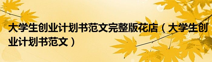 大学生创业计划书范文完整版花店（大学生创业计划书范文）