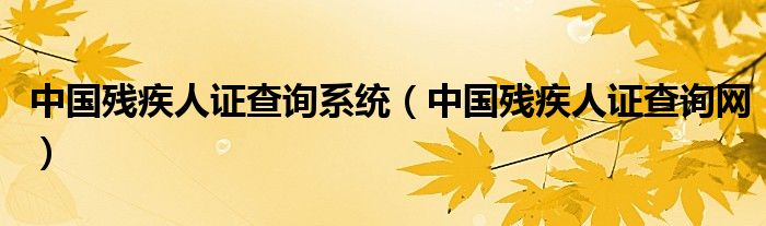 中国残疾人证查询系统（中国残疾人证查询网）