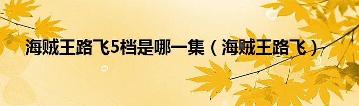 海贼王路飞5档是哪一集（海贼王路飞）