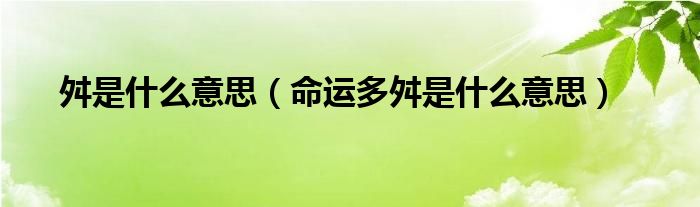 舛是什么意思（命运多舛是什么意思）