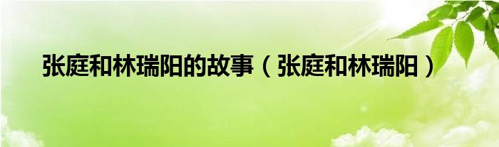 张庭和林瑞阳的故事（张庭和林瑞阳）