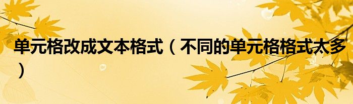 单元格改成文本格式（不同的单元格格式太多）