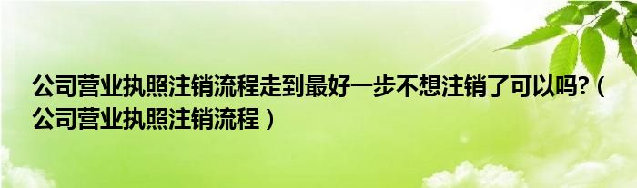 公司营业执照注销流程走到最好一步不想注销了可以吗?（公司营业执照注销流程）