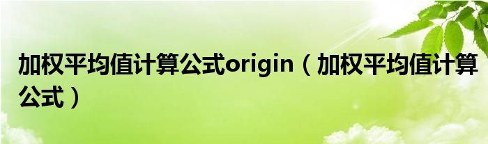 加权平均值计算公式origin（加权平均值计算公式）