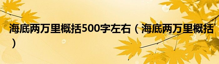 海底两万里概括500字左右（海底两万里概括）