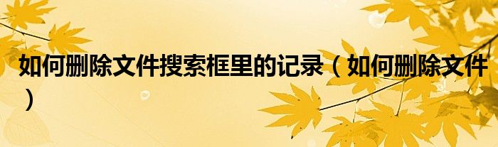 如何删除文件搜索框里的记录（如何删除文件）