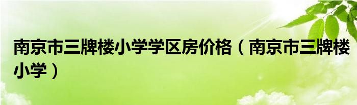南京市三牌楼小学学区房价格（南京市三牌楼小学）