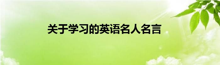 关于学习的英语名人名言