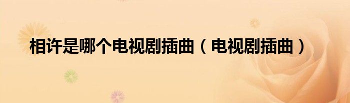 相许是哪个电视剧插曲（电视剧插曲）
