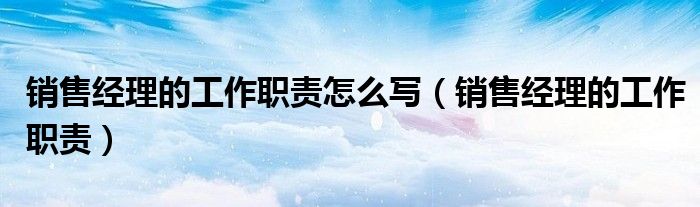 销售经理的工作职责怎么写（销售经理的工作职责）