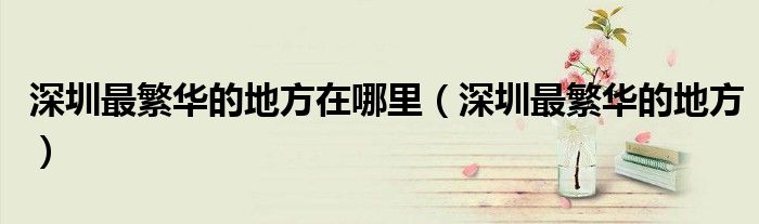 深圳最繁华的地方在哪里（深圳最繁华的地方）