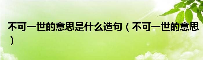 不可一世的意思是什么造句（不可一世的意思）