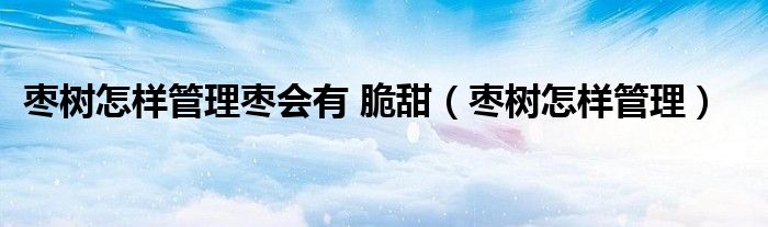 枣树怎样管理枣会有 脆甜（枣树怎样管理）