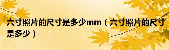 六寸照片的尺寸是多少mm（六寸照片的尺寸是多少）