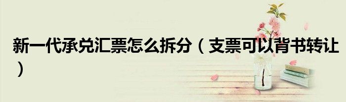 新一代承兑汇票怎么拆分（支票可以背书转让）