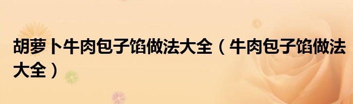 胡萝卜牛肉包子馅做法大全（牛肉包子馅做法大全）