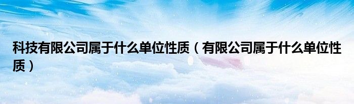 科技有限公司属于什么单位性质（有限公司属于什么单位性质）